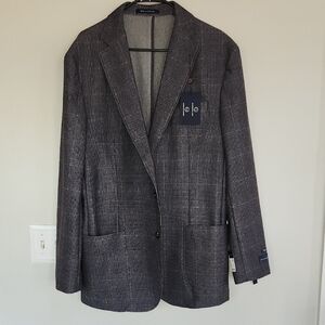 New Gray Plaid Joseph Abbould Comfort Knit Sport Coat sz 44L modern suit jacket